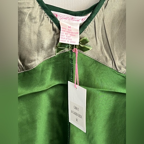 Gold Hawk Garden Green Washable Silk Camisole Size M - Picture 4 of 7